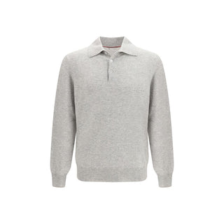 Brunello Cucinelli Gray Cashmere Polo Shirt