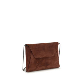 Brunello Cucinelli Bordeaux Calf Leather Bos Taurus Shoulder Bag