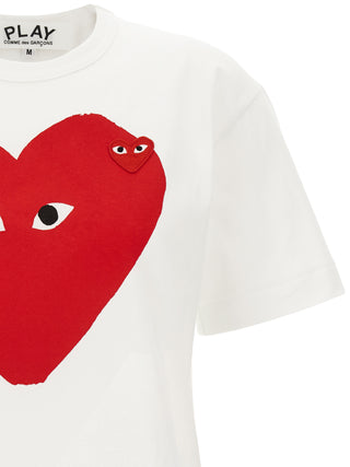 Comme Des Garçons Play White Cotton T-Shirt