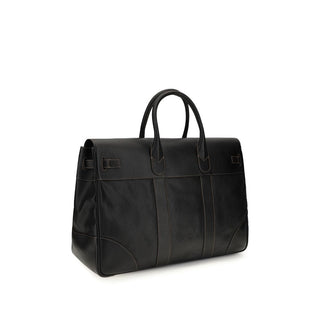Brunello Cucinelli Black Calf Leather Bos Taurus Luggage And Travel