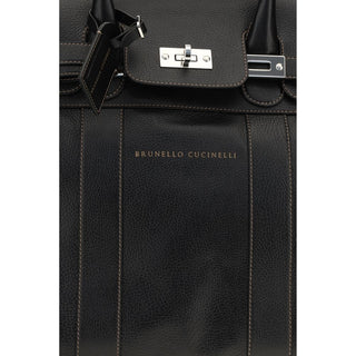 Brunello Cucinelli Black Calf Leather Bos Taurus Luggage And Travel