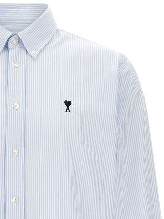 Ami Paris Ami de Coeur Striped Oxford Cotton Shirt
