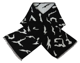 Givenchy Black White Wool Unisex Winter Warm Scarf Wrap Shawl - Versa Loro