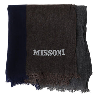 Missoni Multicolor Striped Wool Unisex Wrap Fringes Scarf