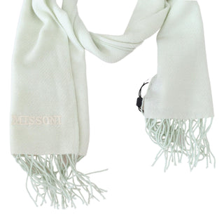 Missoni Light Green Pattern Cashmere Unisex Wrap Fringes Scarf