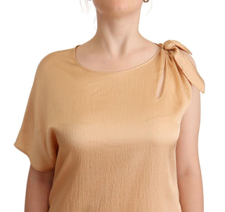 Moschino Beige One Sleeve Knee Length Shift Dress