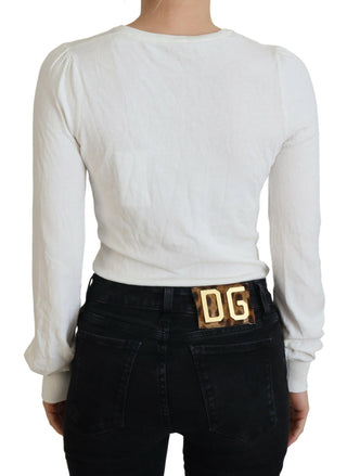 Patrizia Pepe Ivory V-Neck Long Sleeves Women Blouse Top