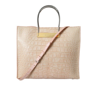 Balenciaga Pink Exotic Leather Embossed Cable Handle Shopper Tote Bag