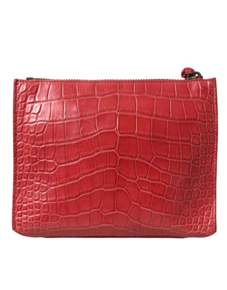 Balenciaga Red Exotic Skin Leather Classic Pouch Purse Wristlet Bag