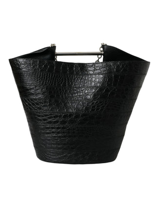 Balenciaga Black Exotic Skin Leather Maxi Bucket Tote Purse Bag