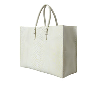 Balenciaga White Yellow Exotic Skin Leather Shopping Tote PAPIER Bag - Versa Loro
