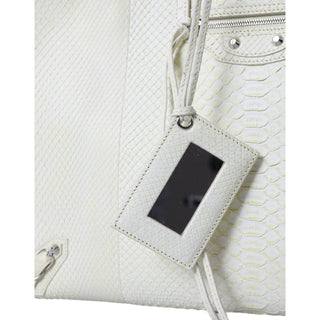 Balenciaga White Yellow Exotic Skin Leather Shopping Tote PAPIER Bag - Versa Loro