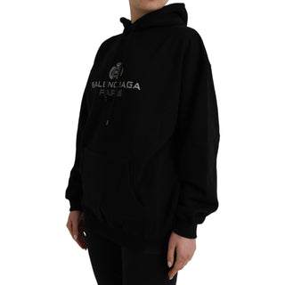 Balenciaga Black Cotton Logo Hooded Pullover Sweatshirt Sweater - Versa Loro