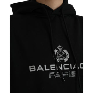 Balenciaga Black Cotton Logo Hooded Pullover Sweatshirt Sweater - Versa Loro