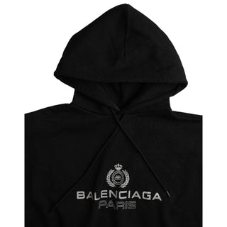 Balenciaga Black Cotton Logo Hooded Pullover Sweatshirt Sweater - Versa Loro
