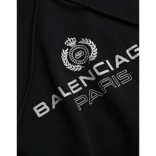Balenciaga Black Cotton Logo Hooded Pullover Sweatshirt Sweater - Versa Loro