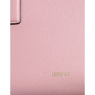 Versace Pink Small Top Handle Grainy Calf Leather Crossbody Bag - Versa Loro