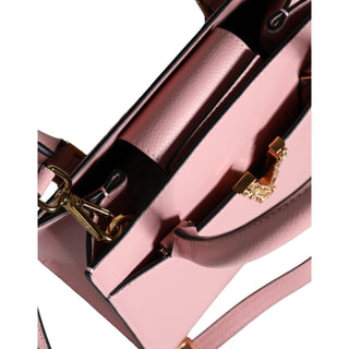 Versace Pink Small Top Handle Grainy Calf Leather Crossbody Bag - Versa Loro
