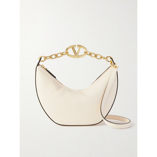 Valentino Garavani Ivory Leather Small Hobo Vlogo Shoulder Bag - Versa Loro