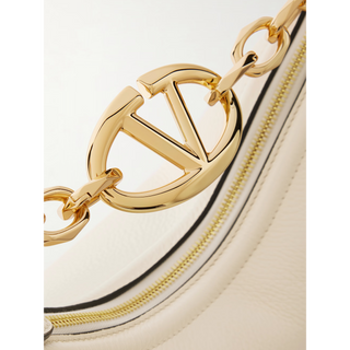 Valentino Garavani Ivory Leather Small Hobo Vlogo Shoulder Bag - Versa Loro