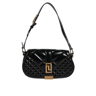 Versace Black Calf Leather Quilted Shoulder Strap Bag - Versa Loro