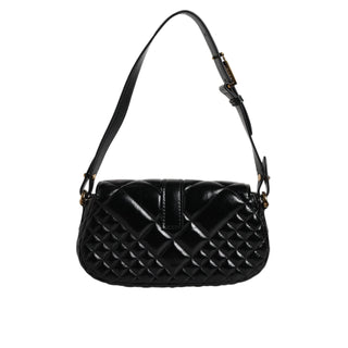 Versace Black Calf Leather Quilted Shoulder Strap Bag - Versa Loro