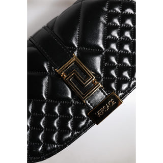 Versace Black Calf Leather Quilted Shoulder Strap Bag - Versa Loro