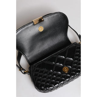 Versace Black Calf Leather Quilted Shoulder Strap Bag - Versa Loro