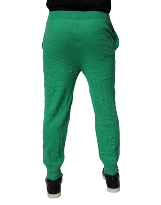 Dsquared² Green Cotton Elastic Waist Men Casual Pants