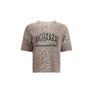 Ganni Leopard print short sleeve Sweater
