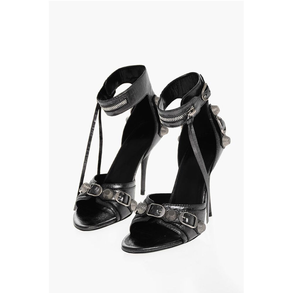 Balenciaga Lamè Leder CAGOLE Sandalen mit Nieten 11cm