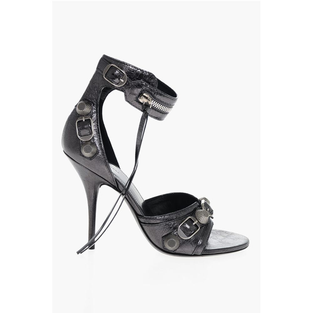 Balenciaga Lamè Leder CAGOLE Sandalen mit Nieten 11cm
