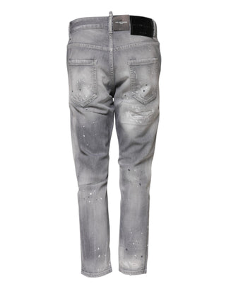 Dsquared² Gray Washed Mid Waist Tapered Jeans