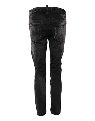 Dsquared² Black Washed Mid Waist Tapered Denim Jeans