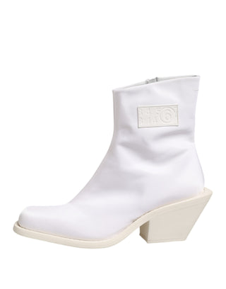 Maison Margiela White Square Heel Zip Ankle Boots Shoes