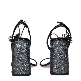 Miu Miu Black Leather Platform Sandals