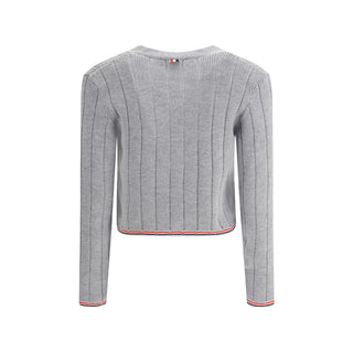Thom Browne Ladder Full Needle Rib Stitch V Neck Car