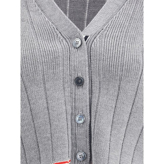 Thom Browne Ladder Full Needle Rib Stitch V Neck Car