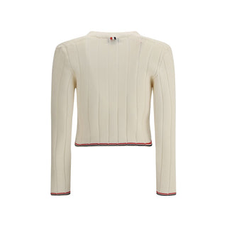 Thom Browne Ladder Full Needle Rib Stitch V Neck Car