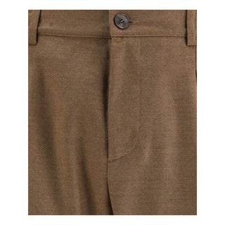 Cruna Brown Fleece Wool Casual Pants