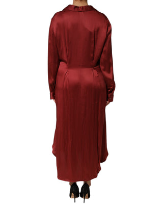 Fabiana Filippi Burgundy Acetate Viscose Satin Long Dress