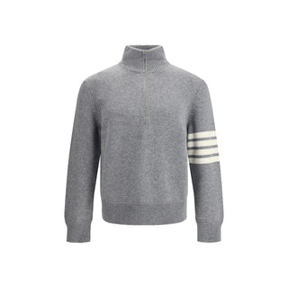 Thom Browne Elegant Sweater with half-zip detail on the neck