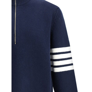 Thom Browne Elegant Sweater with half-zip detail on the neck