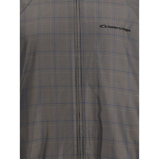 Balenciaga Zipped Jacket with Brown and Blue checked motif