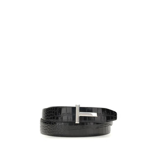 Tom Ford SHINY PRINTED CROC REVERSIBLE T BELT 30