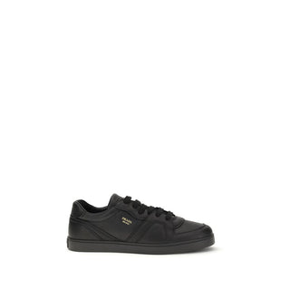 Prada Black Calf Leather Bos Taurus Low Top Sneakers
