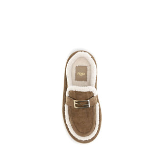 Fendi Beige Leather Mules