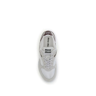 Miu Miu White Calf Leather Bos Taurus Athletic Sneakers