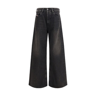 Diesel Black Cotton Relaxed Fit Jeans