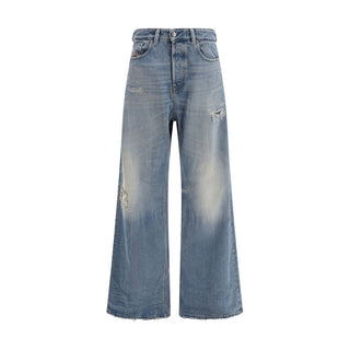 Diesel Blue Cotton Relaxed Fit Jeans